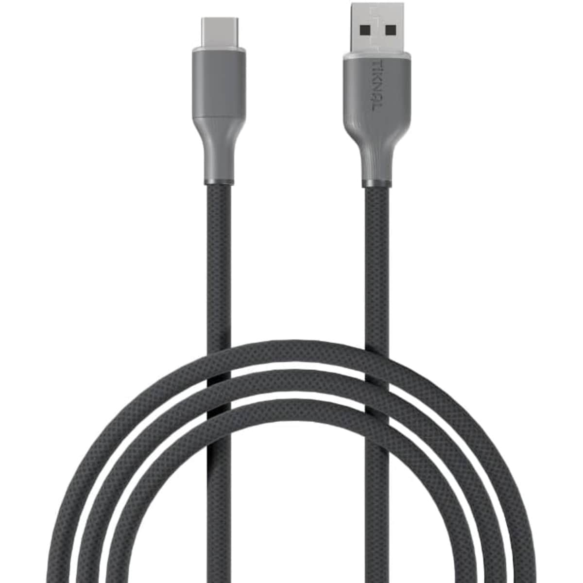 تيكنال كابل USB-A إلى USB-C مضفر بالنايلون بطول 1 متر، رمادي