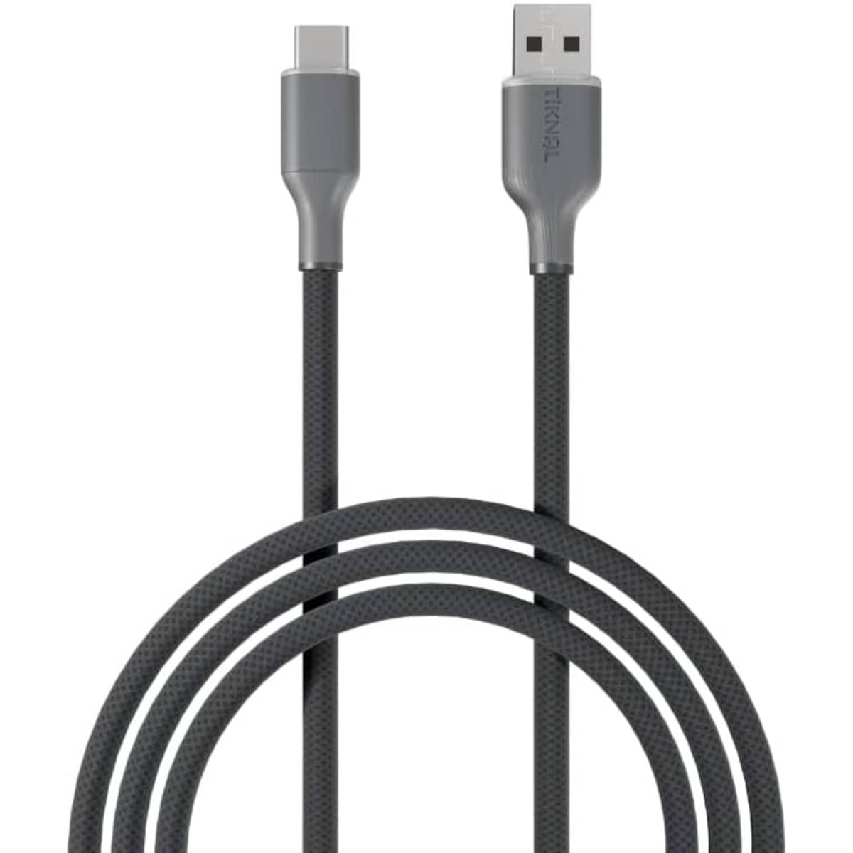 تيكنال كابل USB-A إلى USB-C مضفر بالنايلون بطول 1 متر، رمادي