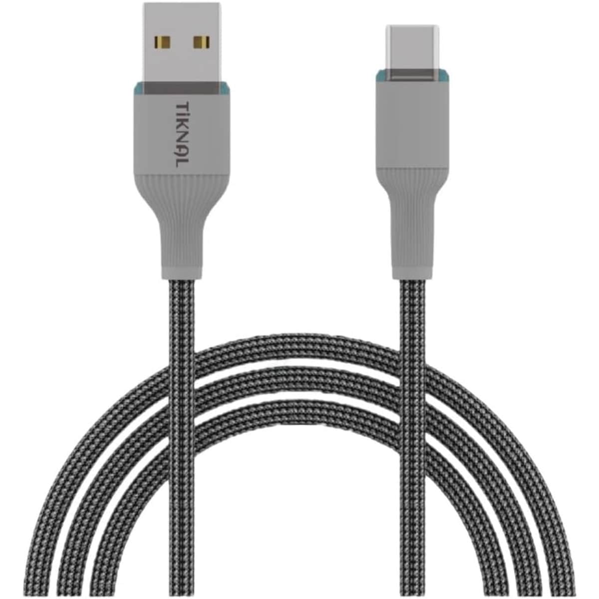 تيكنال كابل USB-A إلى USB-C مضفر بالنايلون بطول 1 متر، رمادي