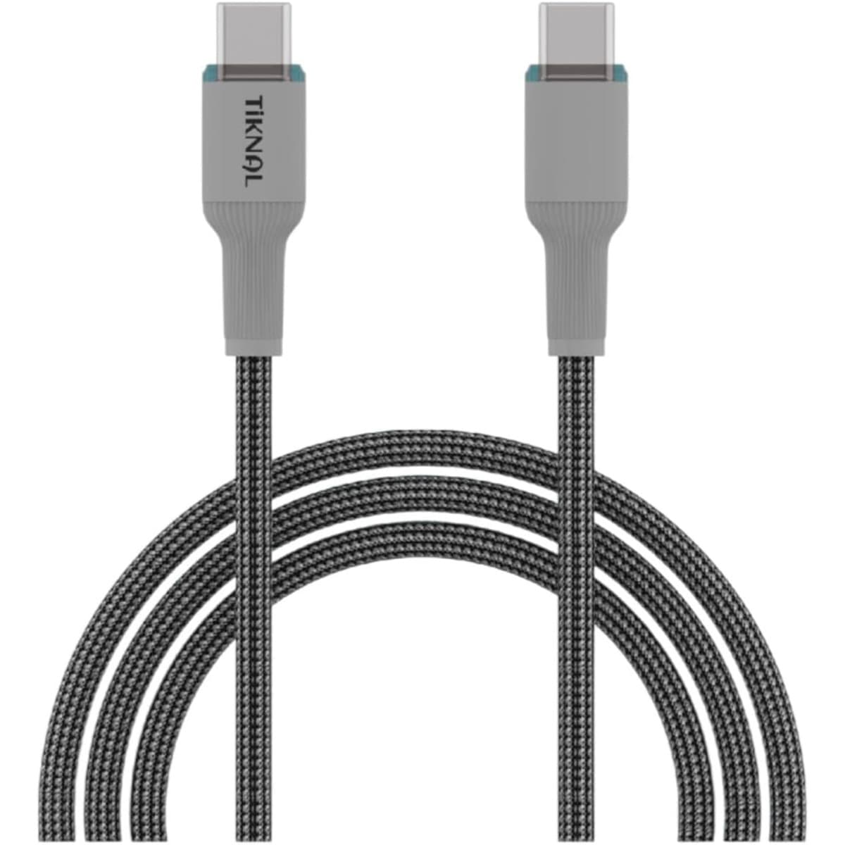 تيكنال كابل USB-C إلى USB-C PD مضفر بالنايلون بطول 1 متر، رمادي