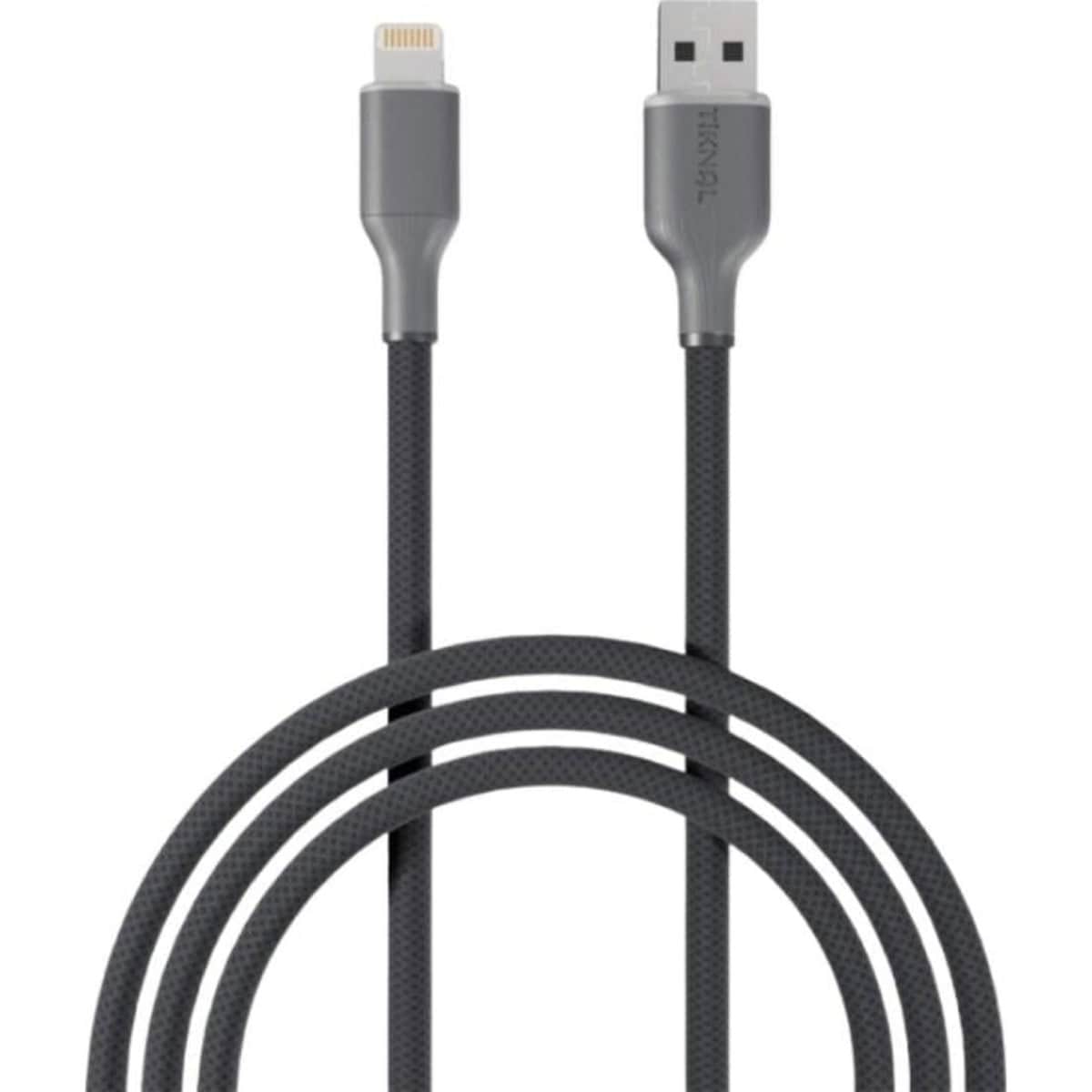 تيكنال كابل USB-A إلى لايتنينج مضفر بالنايلون، رمادي
