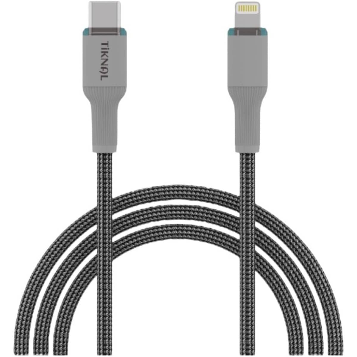 تيكنال كابل USB-C إلى لايتنينج مضفر بالنايلون بطول 2 متر، رمادي