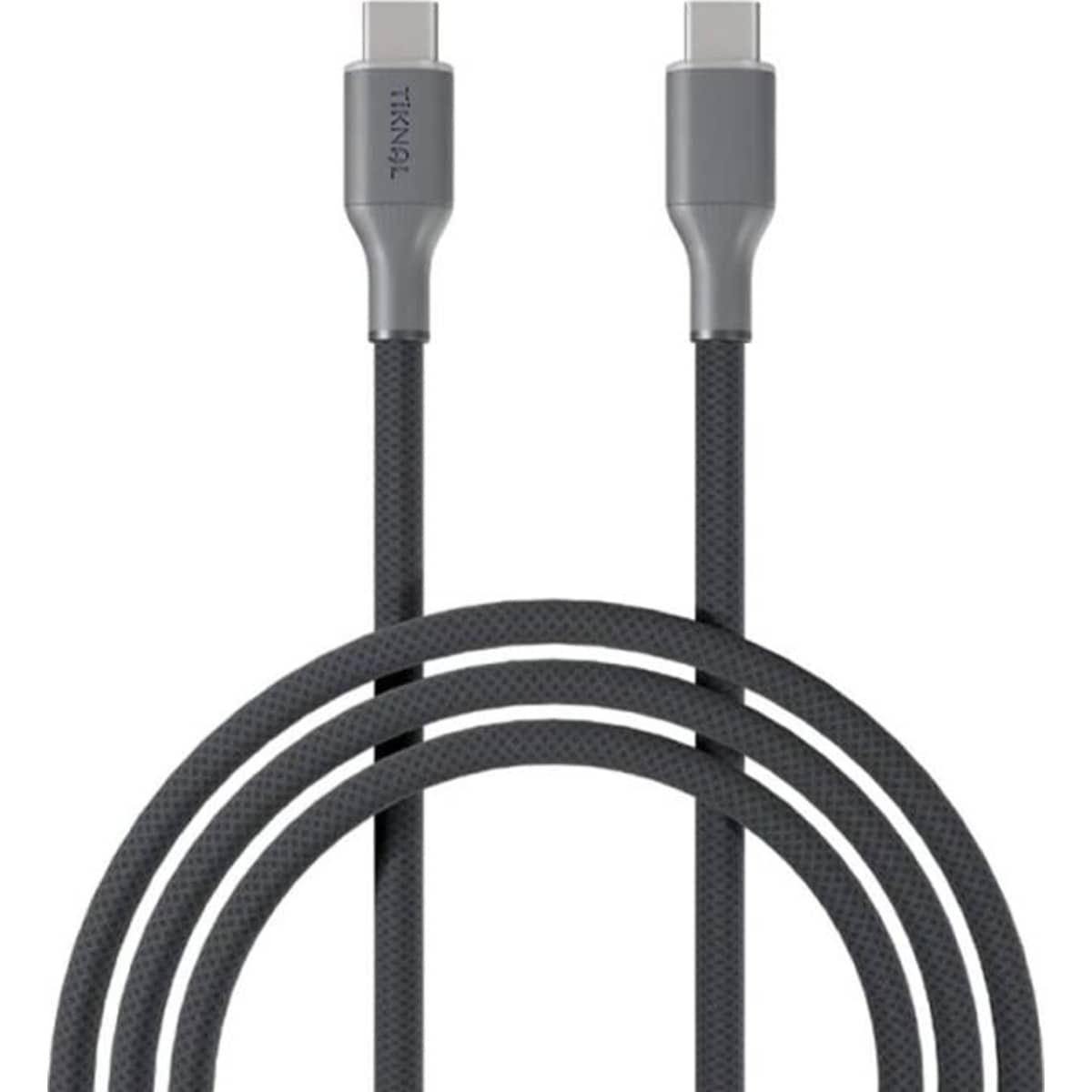 تيكنال كابل USB-C إلى USB-C مضفر بالنايلون بطول 2 متر، رمادي