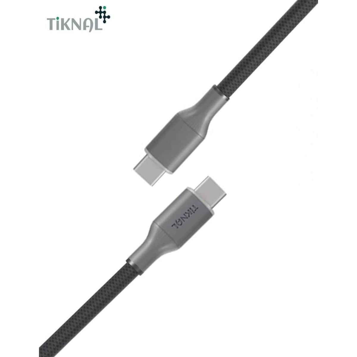 تيكنال كابل USB-C إلى USB-C مضفر بالنايلون بطول 2 متر، رمادي