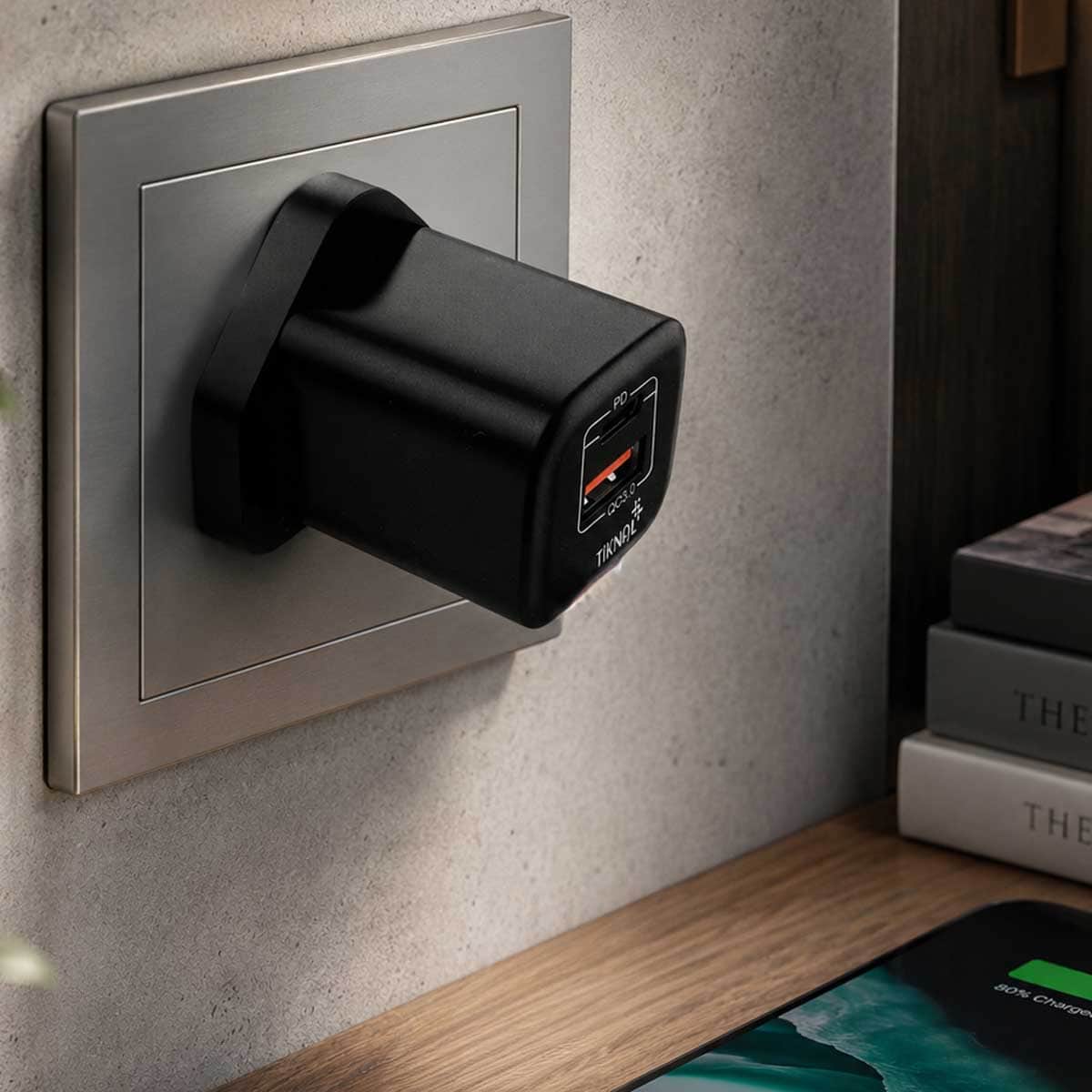 Tiknal 36W Dual-Port PD USB-C + USB-A Wall Charger