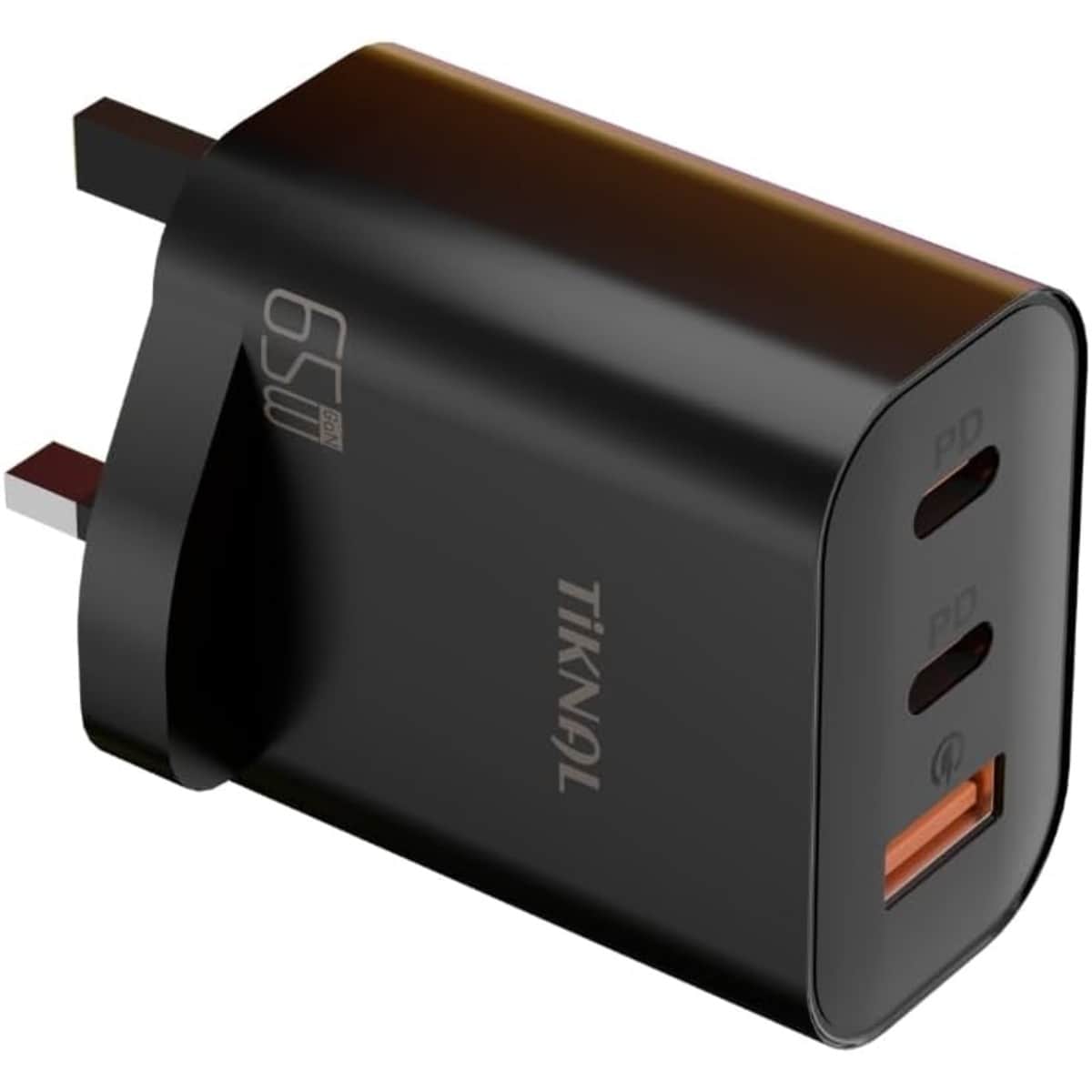 Tiknal 65W TK-H102 3-Port Dual USB-C + USB-A GaN Wall Charger