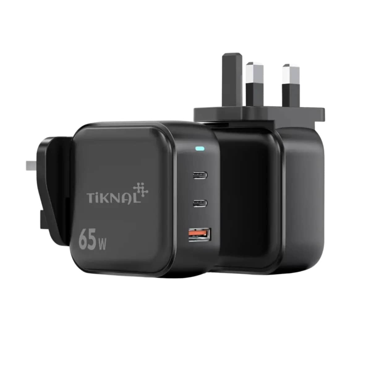 Tiknal 65W TK-H130 3-Port Dual USB-C + USB-A GaN Wall Charger