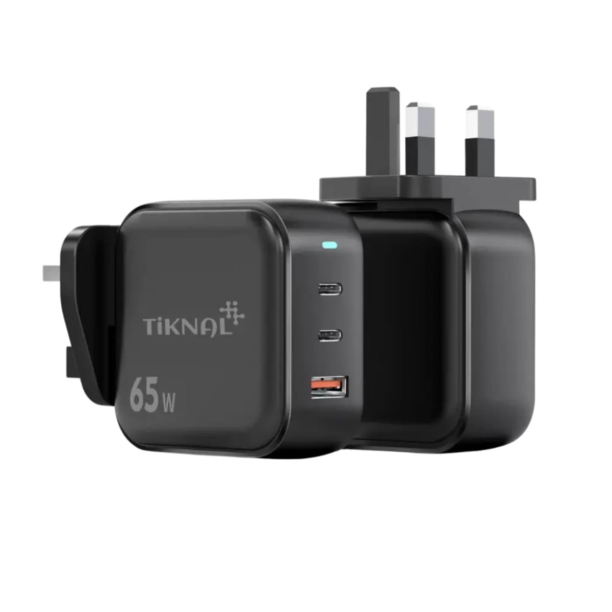 تيكنال شاحن حائط GaN موديل TK-H130 بقدرة 65W و3 منافذ، منفذا USB-C ومنفذ USB-A