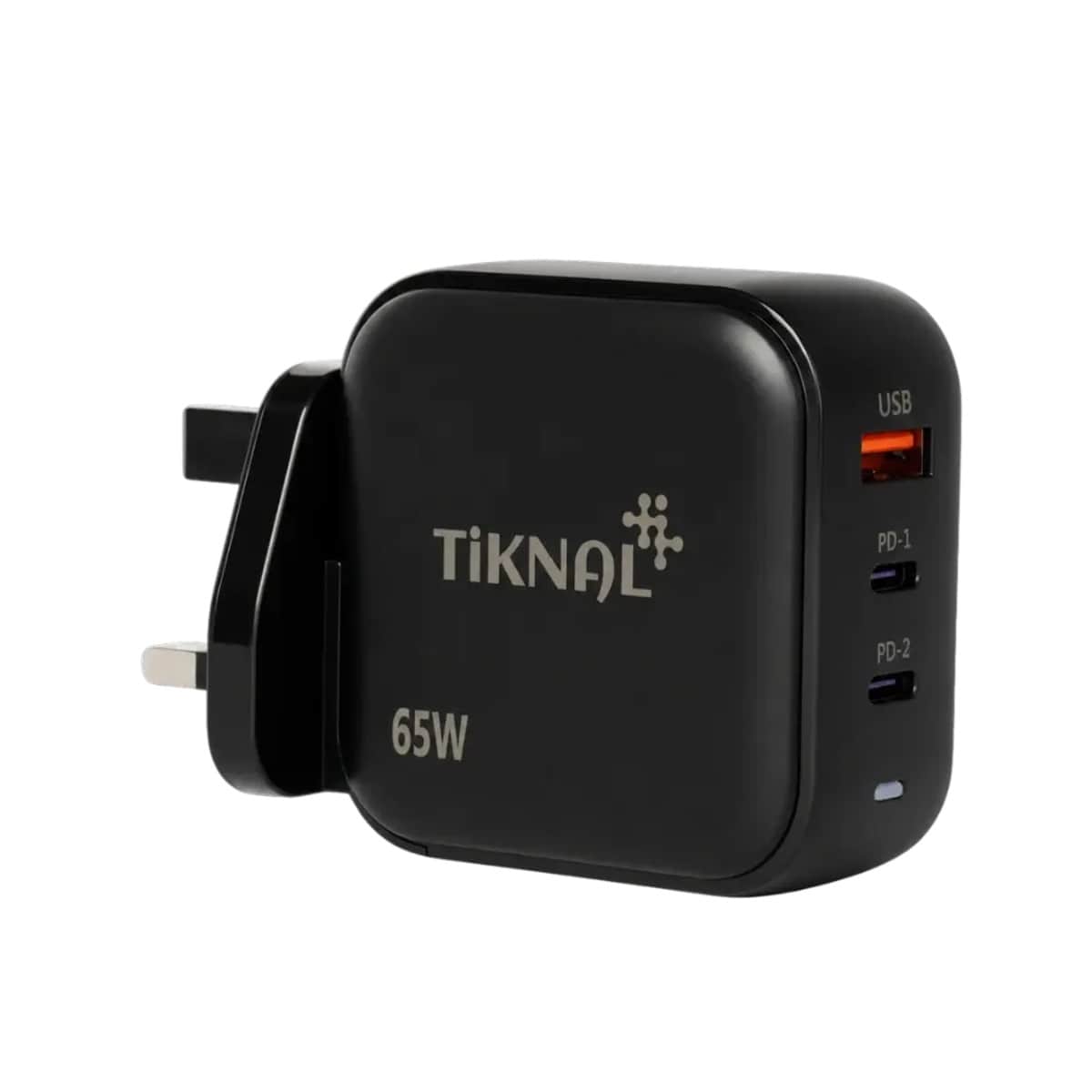 Tiknal 65W TK-H130 3-Port Dual USB-C + USB-A GaN Wall Charger