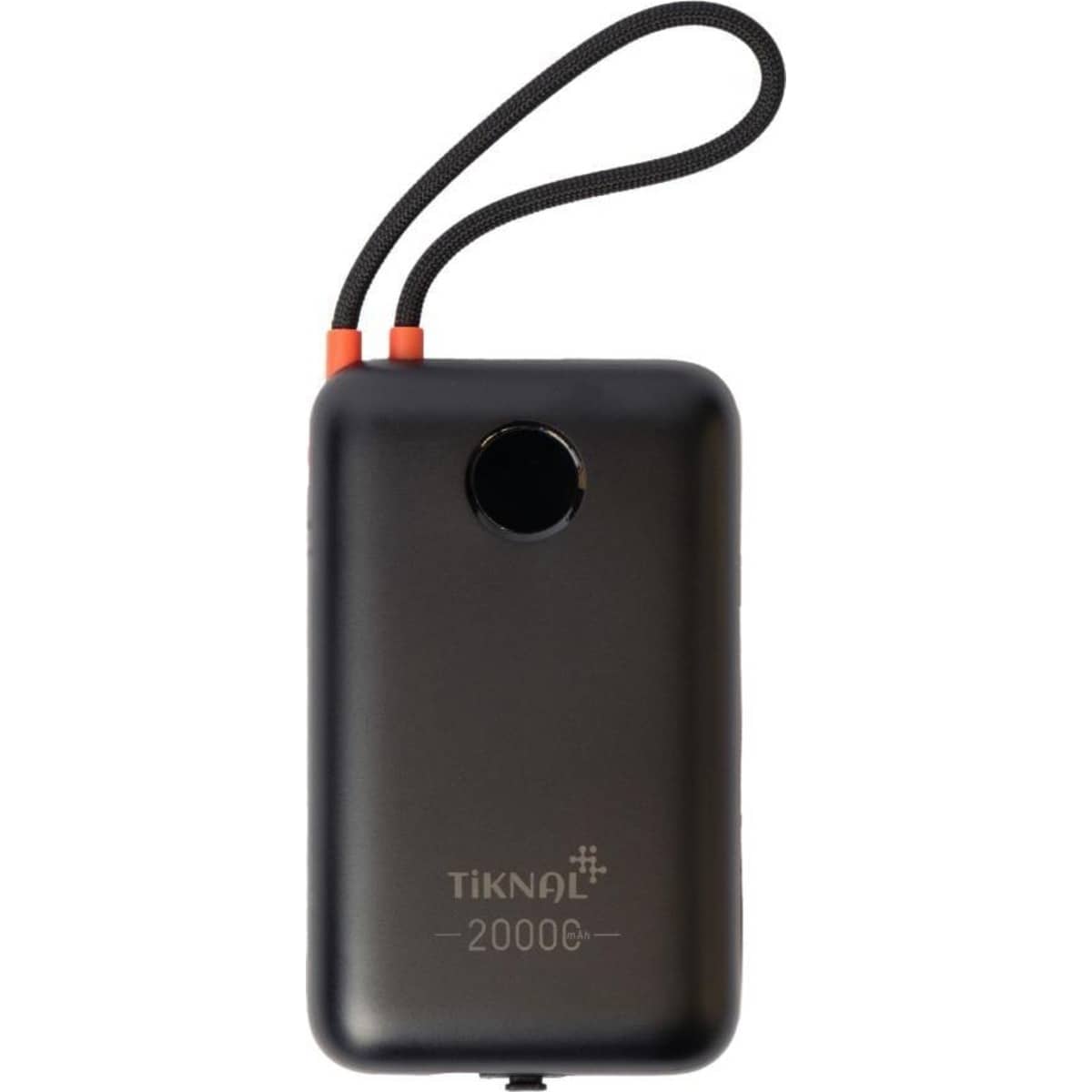 Tiknal Black 20000mAh 22.5W Power Bank with Built-in USB-C & Lightning Cable