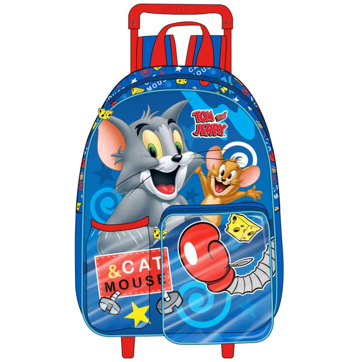 توم وجيري مجموعة حقيبة ترولي وظهر مقاس 14 انش مع صندوق غداء وزجاجة ماء