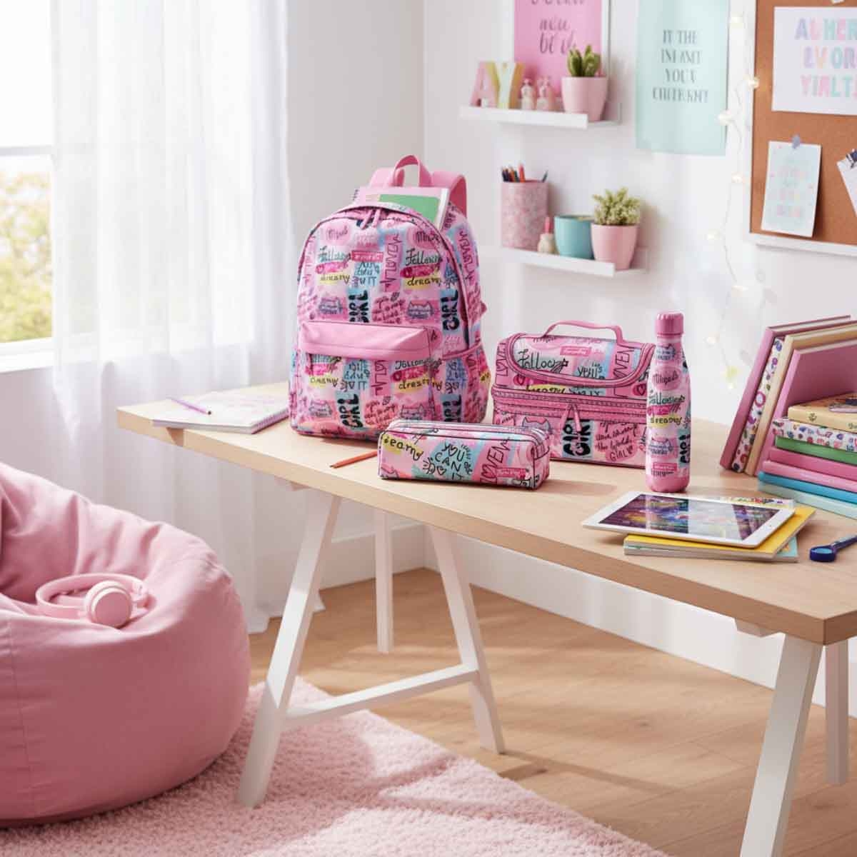 Toretto 4-Piece M2228 Backpack, Lunch Bag, Water Bottle & Pencil Case Set