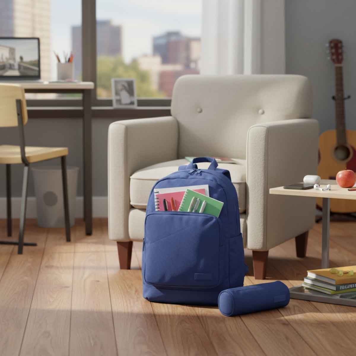 توريتو حقيبة ظهر زرقاء داكنة مقاس 16 انش مع مقلمة