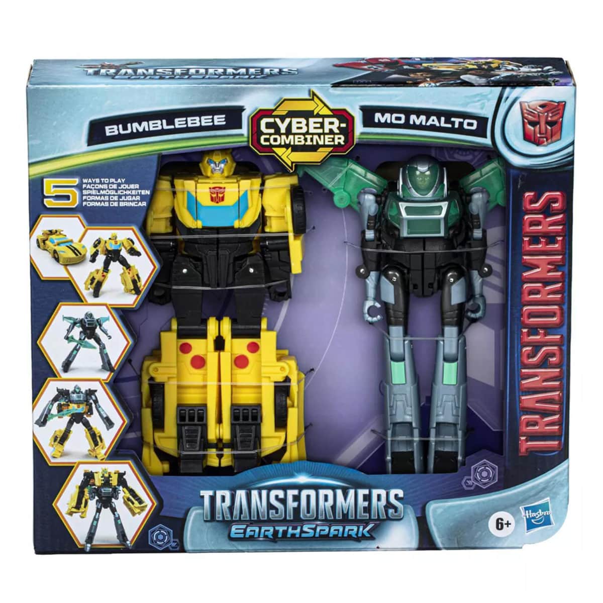 Transformers EarthSpark Cyber-Combiner Bumblebee & Mo Malto Action Figure Boys, 5-7 Years, Pack of 2