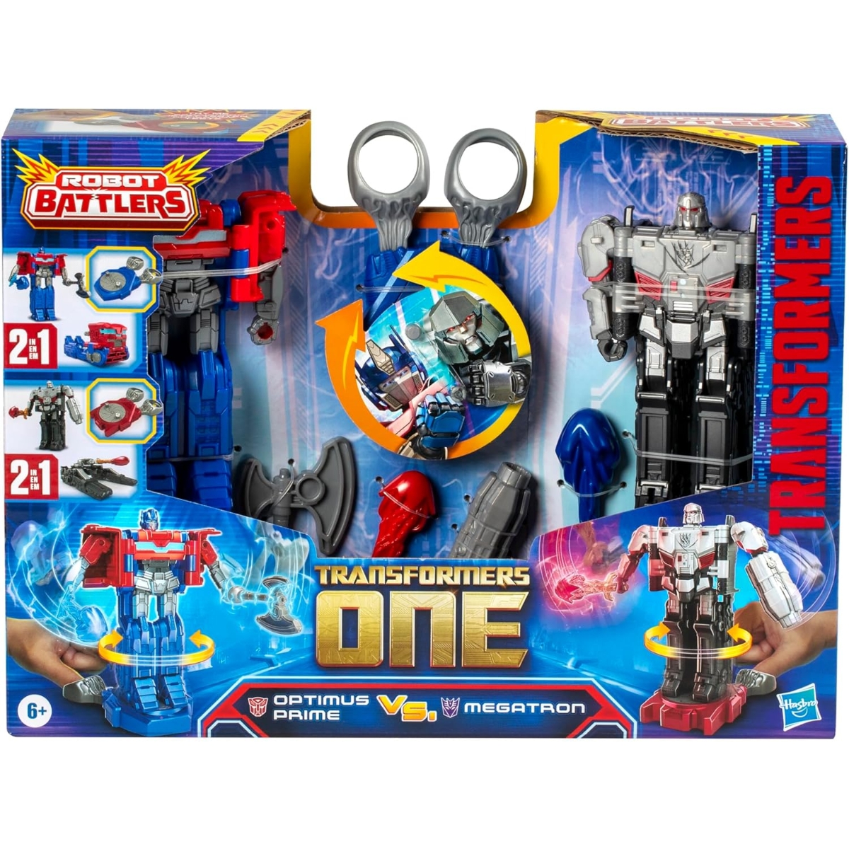 Transformers One 4.5″ Robot Battlers Optimus Prime vs Megatron 2-in-1 Action Figures Unisex, 5-7 Years, Pack of 2