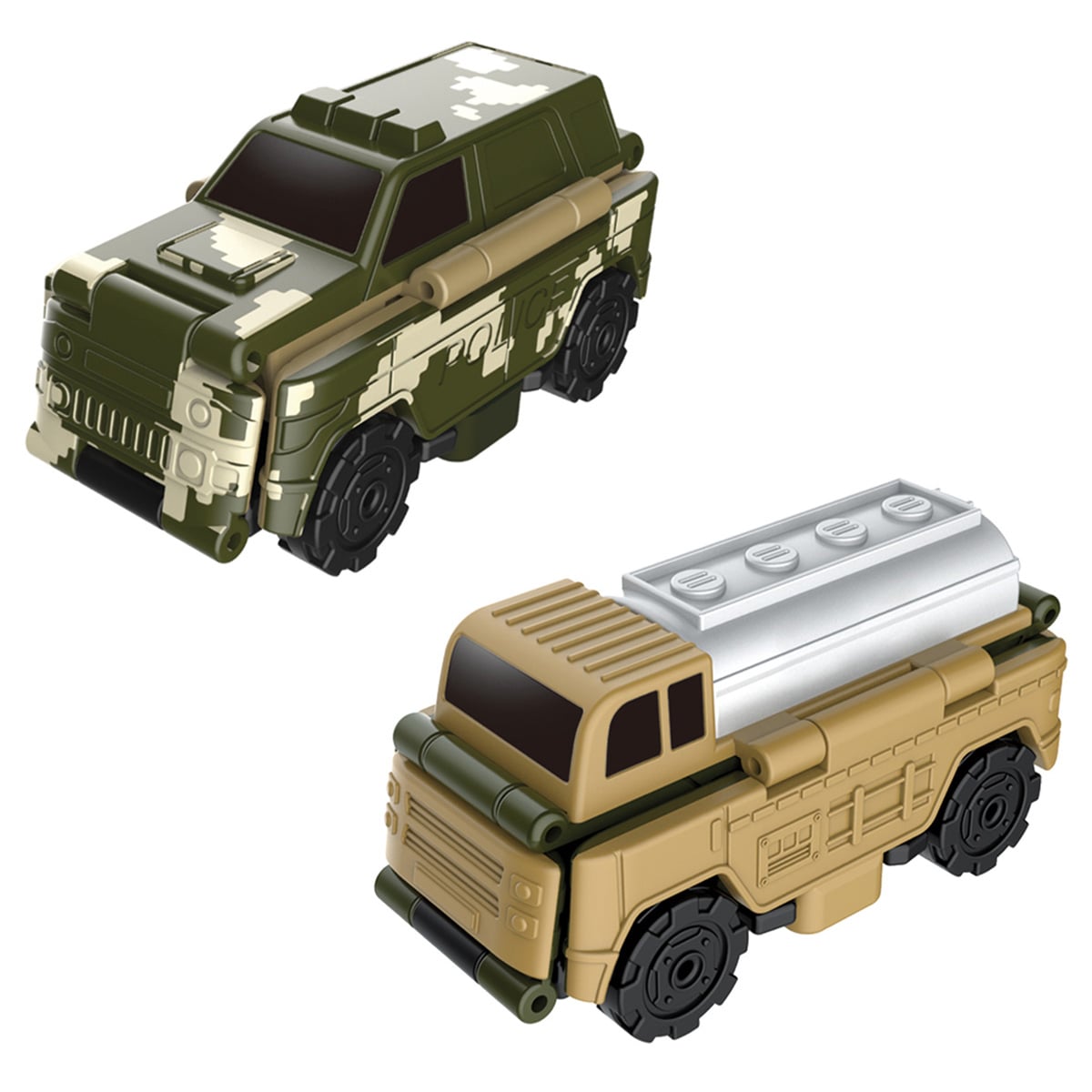 Transracers 2-in-1 Flipcars - Command Truck & Air Force Refueling Truck Unisex, 3-4 Years