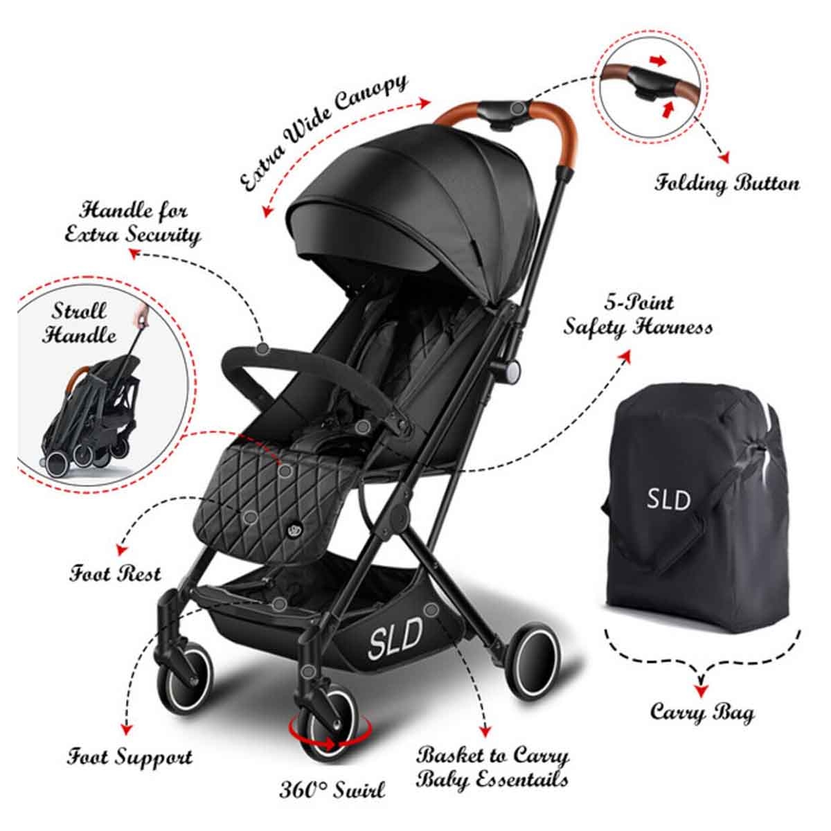 Teknum Black Travel Lite Stroller Toddler, 0-2 Years
