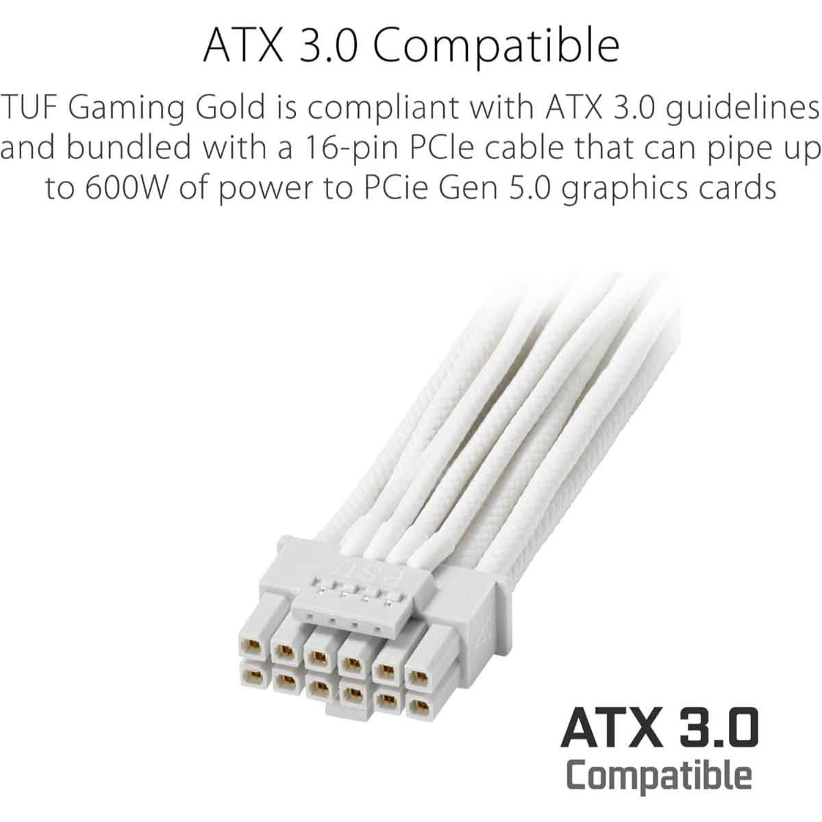 أسوس مزود طاقة تاف للألعاب 1000G باللون الأبيض