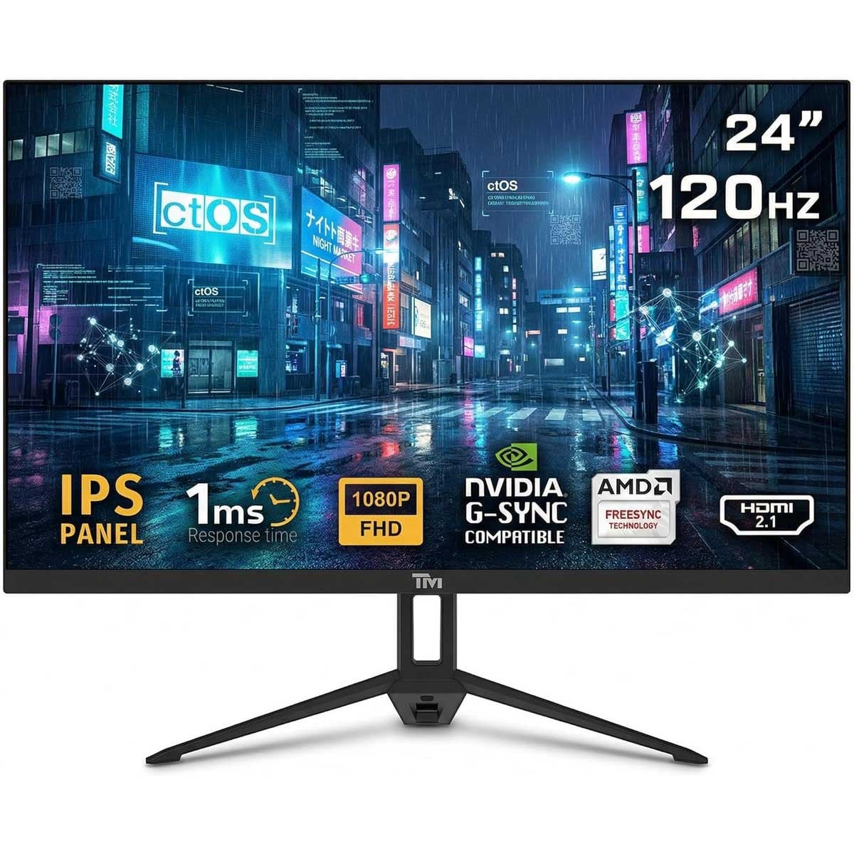 تويستد مايندز شاشة ألعاب TM24FHD120IPS إيكو سيريز مقاس 24 بوصة بدقة FHD وتردد 120Hz وزمن استجابة 1ms ولوحة IPS