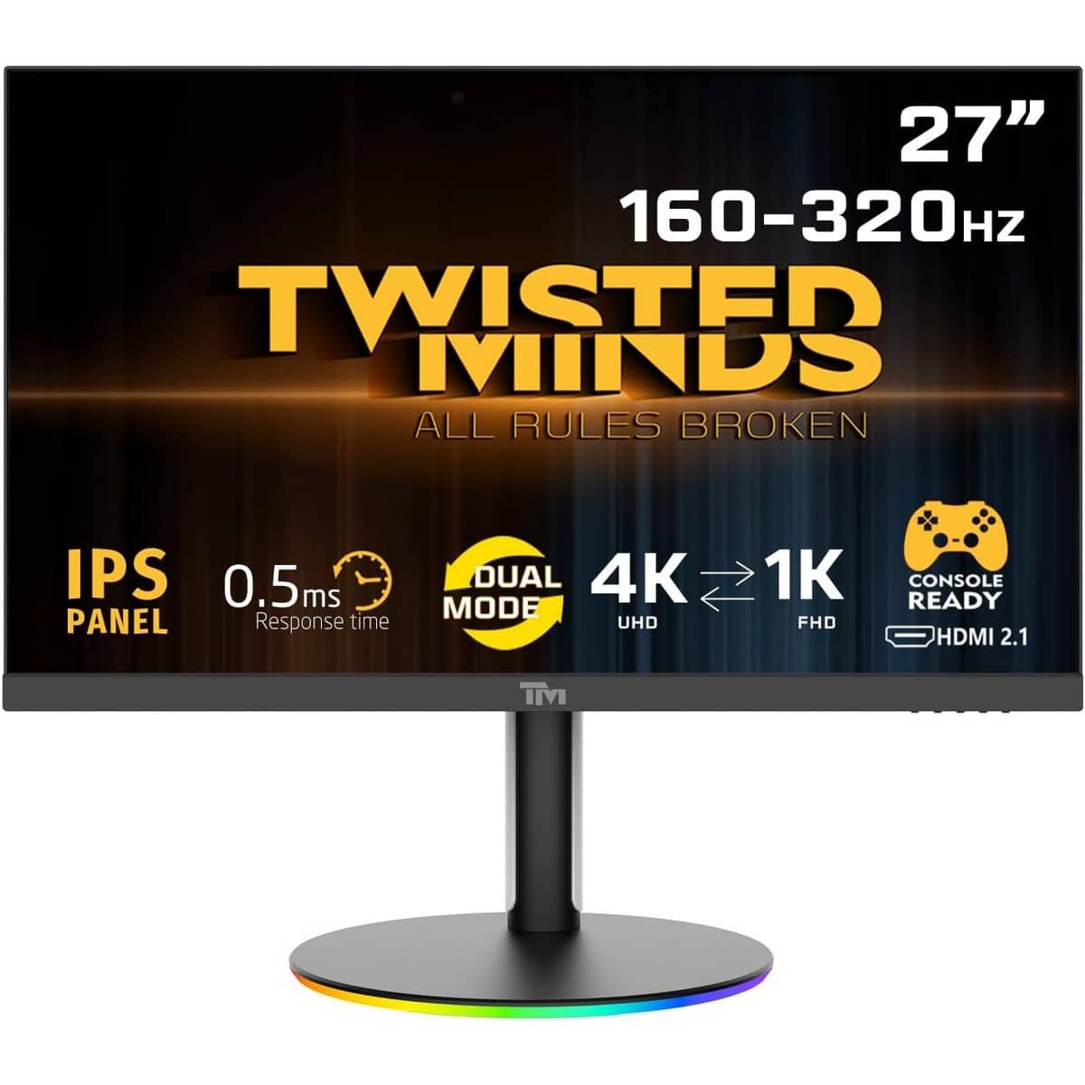 Twisted Minds 27" TMDX27B Dual Switch Dual Mode 4K 160Hz/FHD 320Hz 0.5ms Fast IPS Gaming Monitor