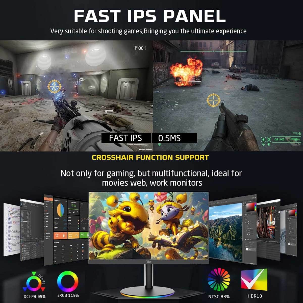 Twisted Minds 27" TMDX27B Dual Switch Dual Mode 4K 160Hz/FHD 320Hz 0.5ms Fast IPS Gaming Monitor