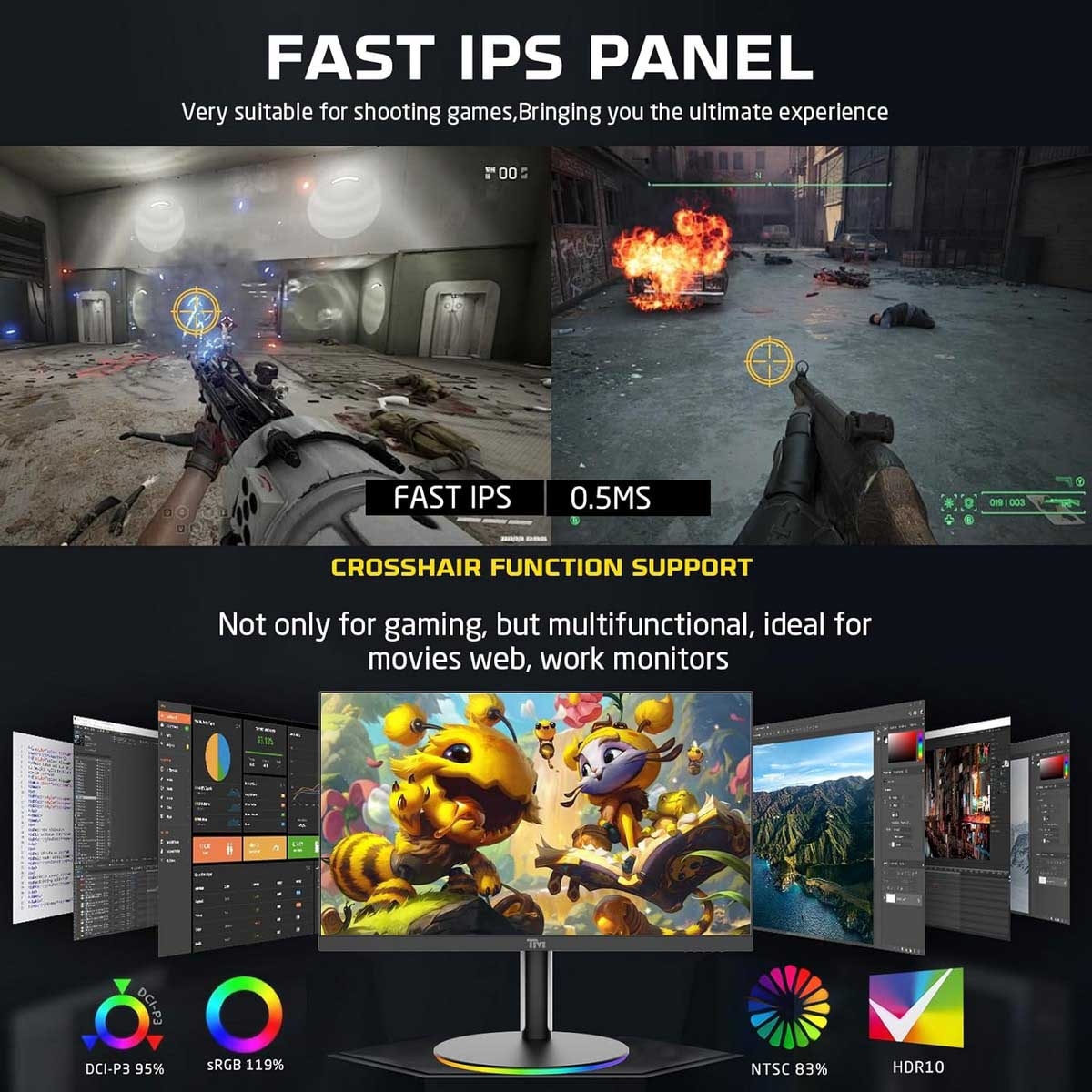Twisted Minds 27" TMDX27B Dual Switch Dual Mode 4K 160Hz/FHD 320Hz 0.5ms Fast IPS Gaming Monitor