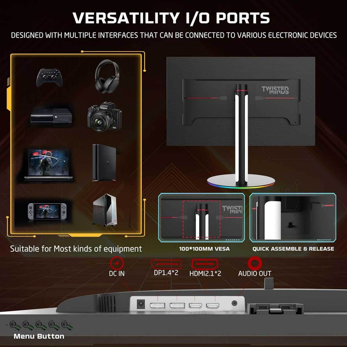 Twisted Minds 27" TMDX27B Dual Switch Dual Mode 4K 160Hz/FHD 320Hz 0.5ms Fast IPS Gaming Monitor