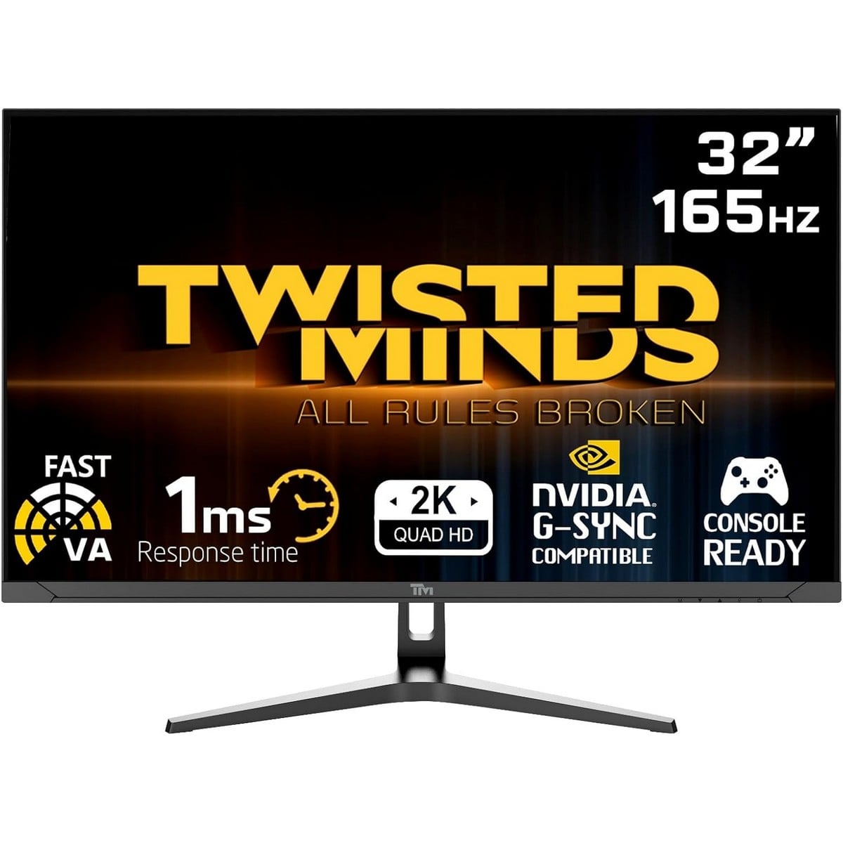 تويستد مايندز شاشة ألعاب TM32QHD165VA Eclipse Series مقاس 32 بوصة بدقة QHD وتردد 165Hz وزمن استجابة 1ms ولوحة Fast VA
