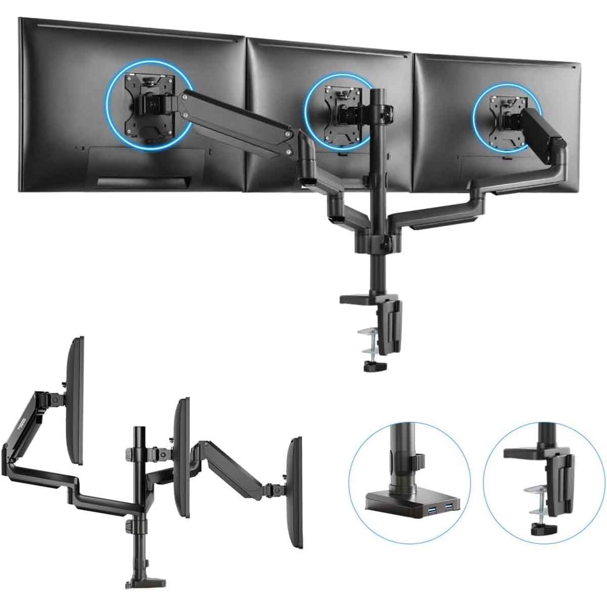 Twisted Minds Premium Triple Monitor Aluminum Gas Spring Arm Stand
