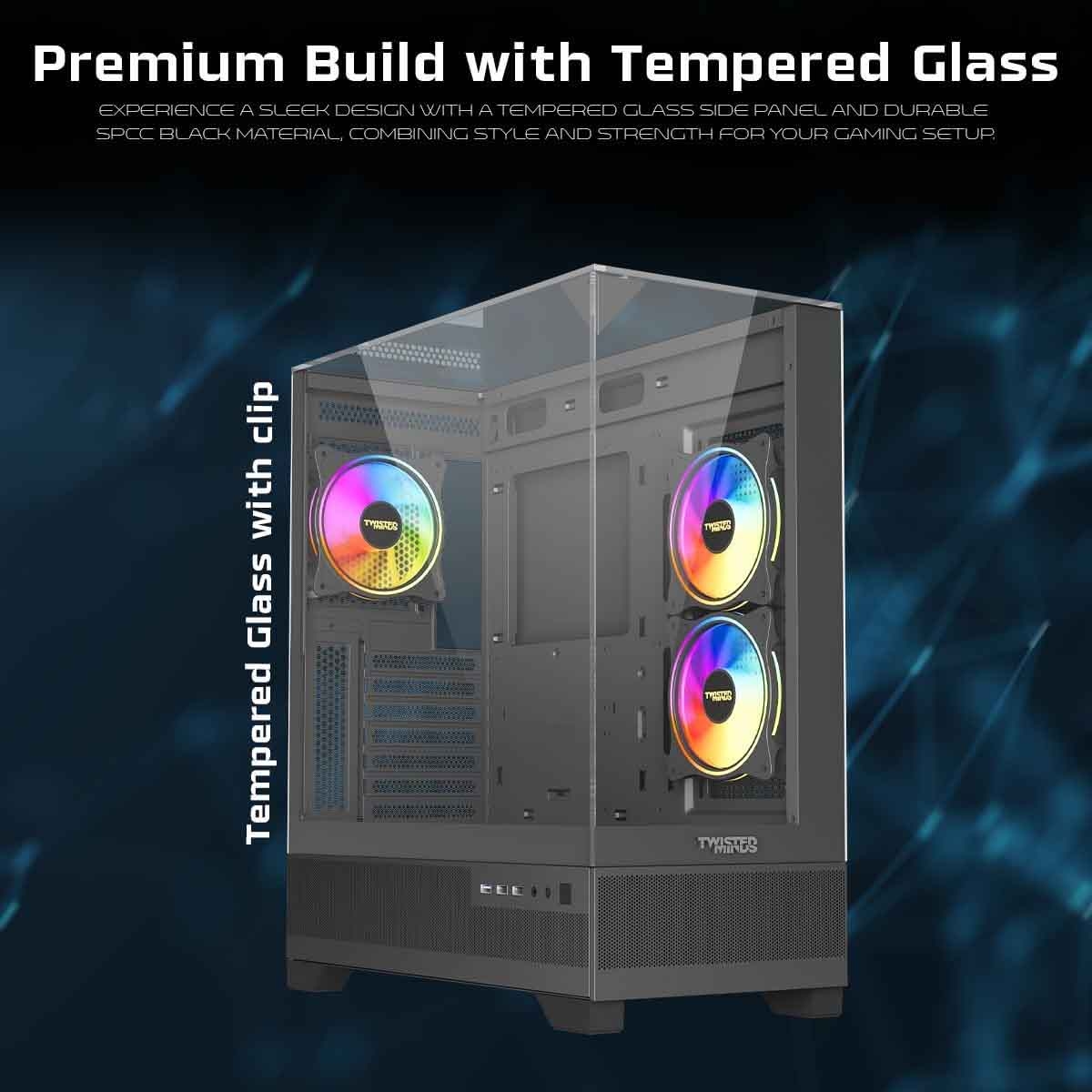 Twisted Minds Black Quantum Mid-Tower Gaming PC Case