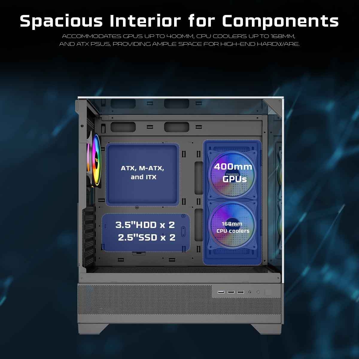 Twisted Minds Black Quantum Mid-Tower Gaming PC Case