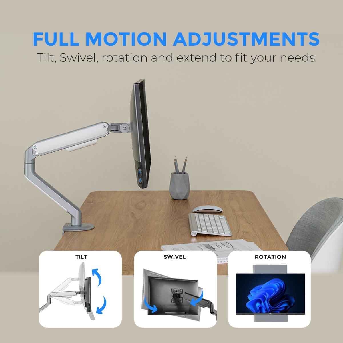 Twisted Minds Single Monitor Aluminum Slim Mechanical Spring Arm Stand