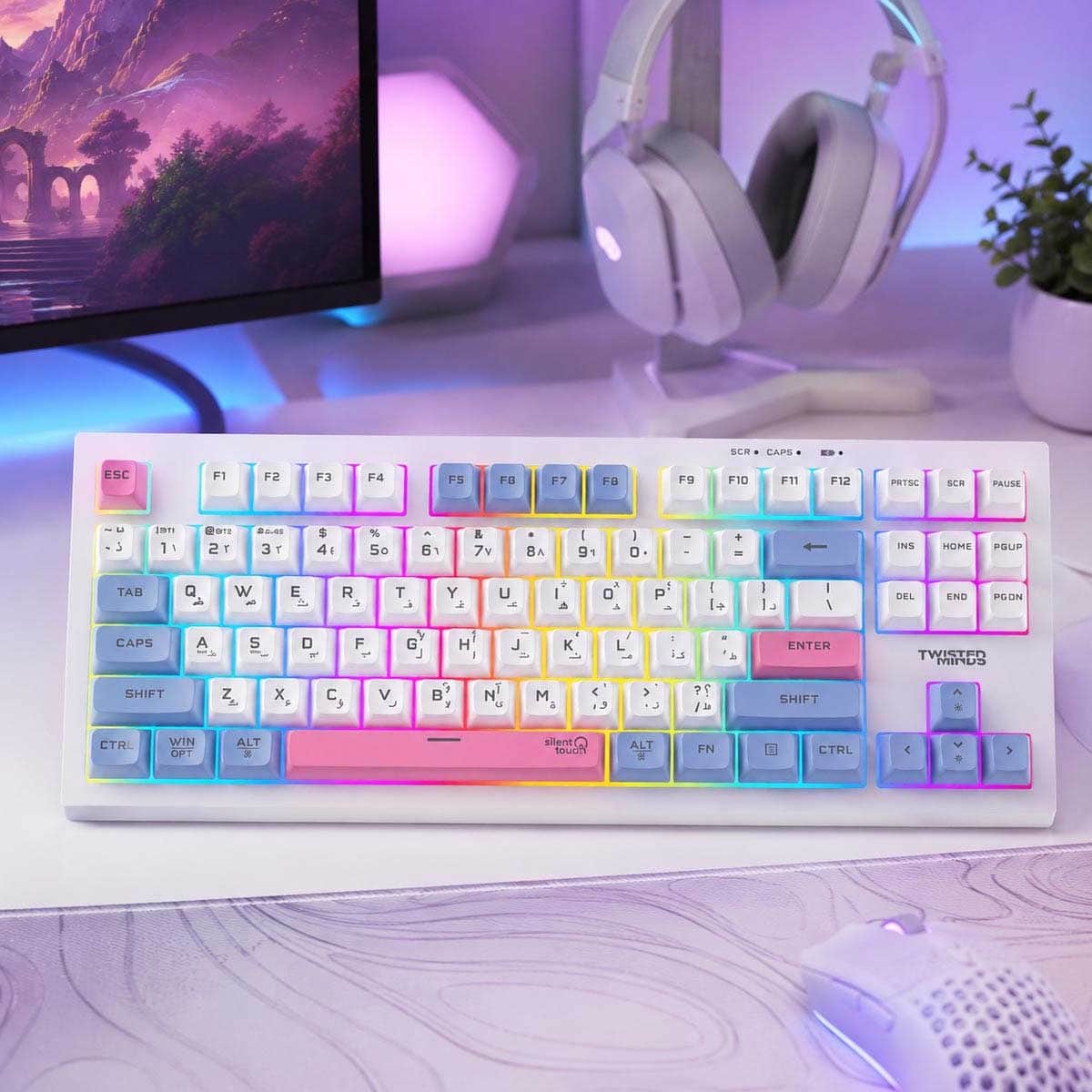 Twisted Minds Spectrum Pro Series 75% 87-Key English/Arabic Wireless Membrane Gaming Keyboard