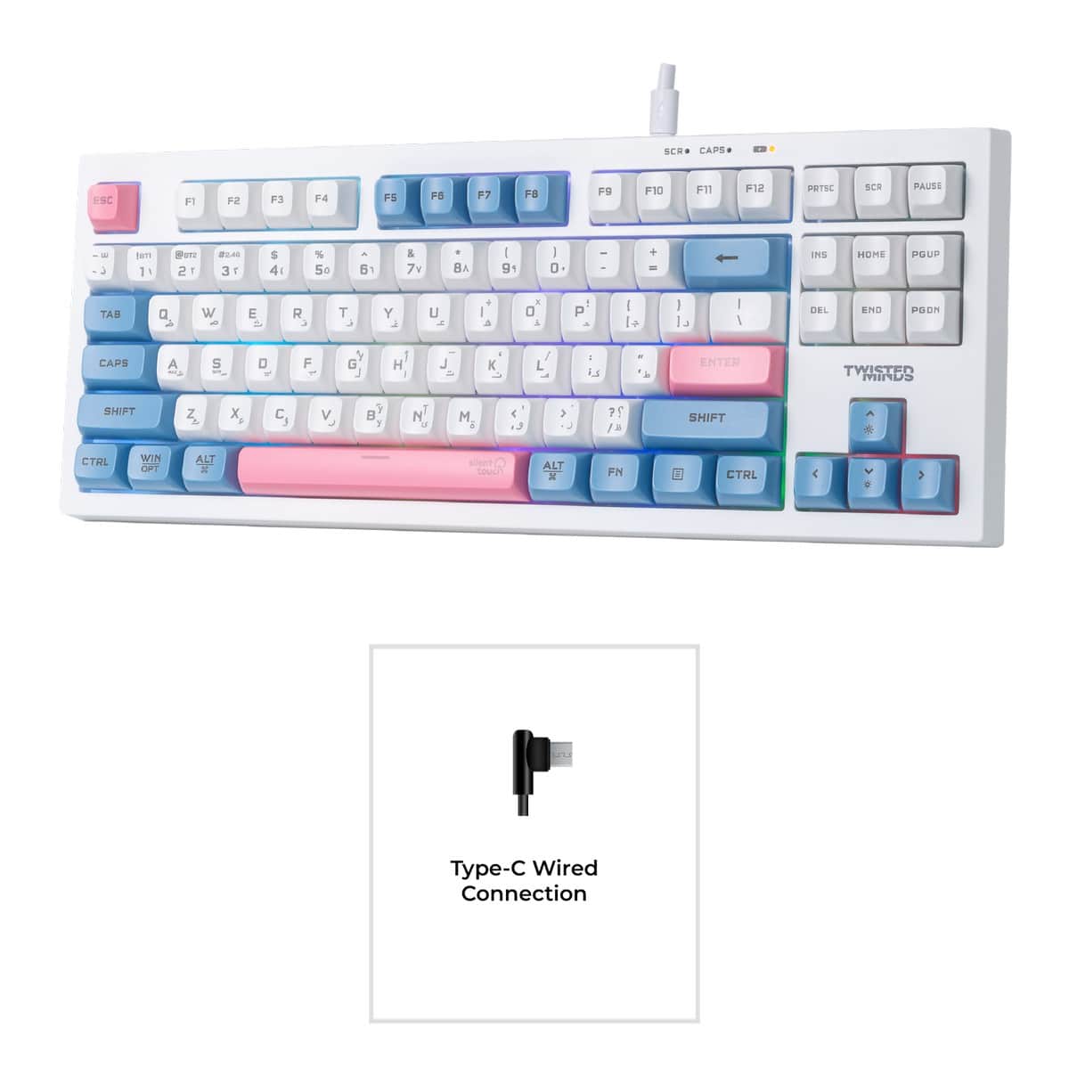 Twisted Minds Spectrum Pro Series 75% 87-Key English/Arabic Wireless Membrane Gaming Keyboard