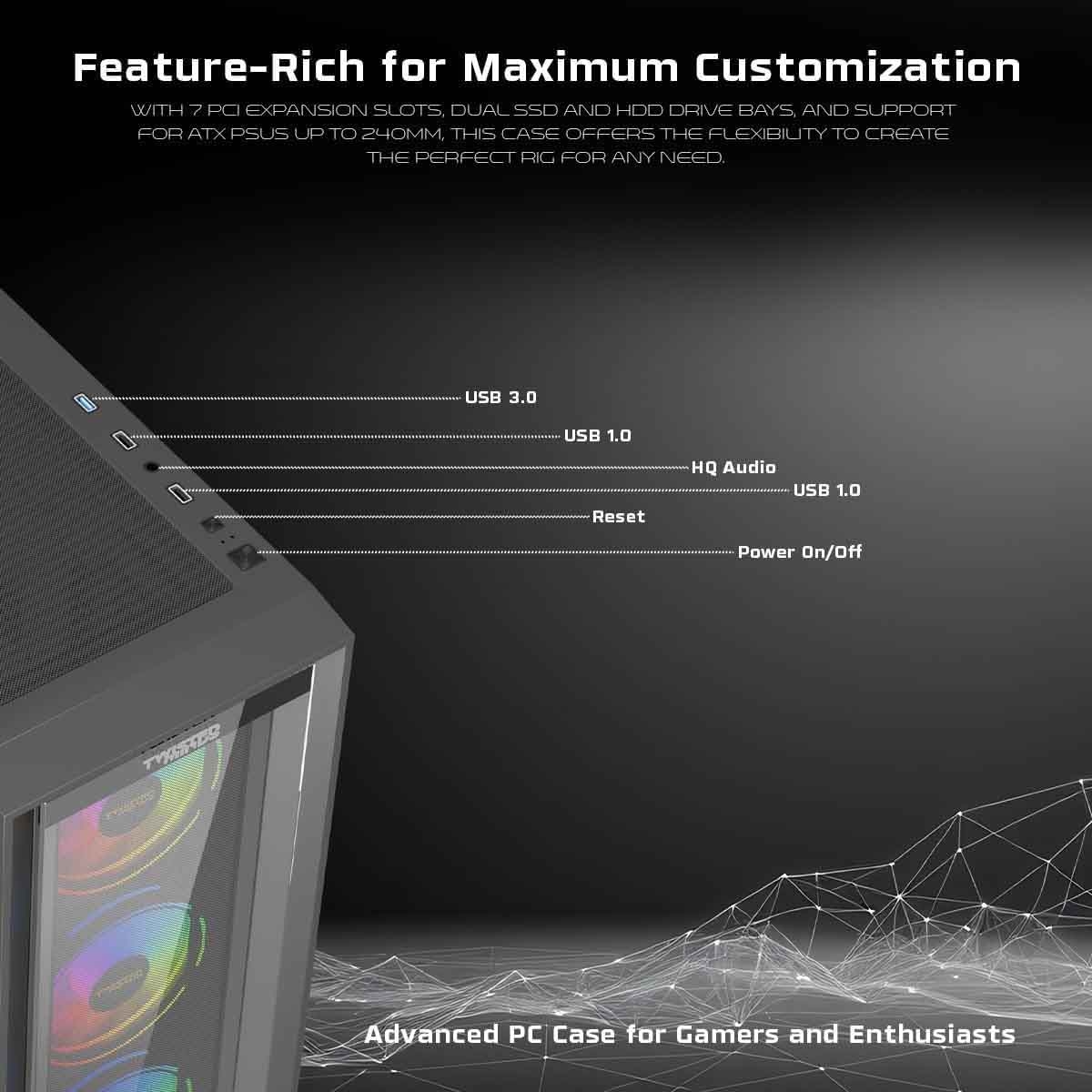تويستد مايندز ستورم رايدر-04 أسود كيس كمبيوتر ألعاب متوسط الحجم