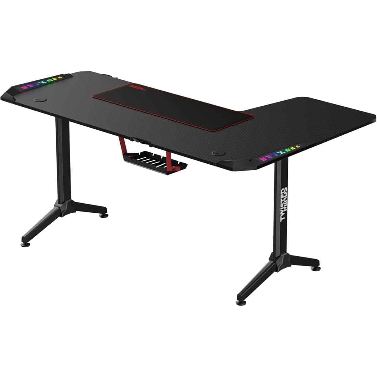 تويستد مايندز واريور أسود مكتب ألعاب RGB شكل حرف L يسار