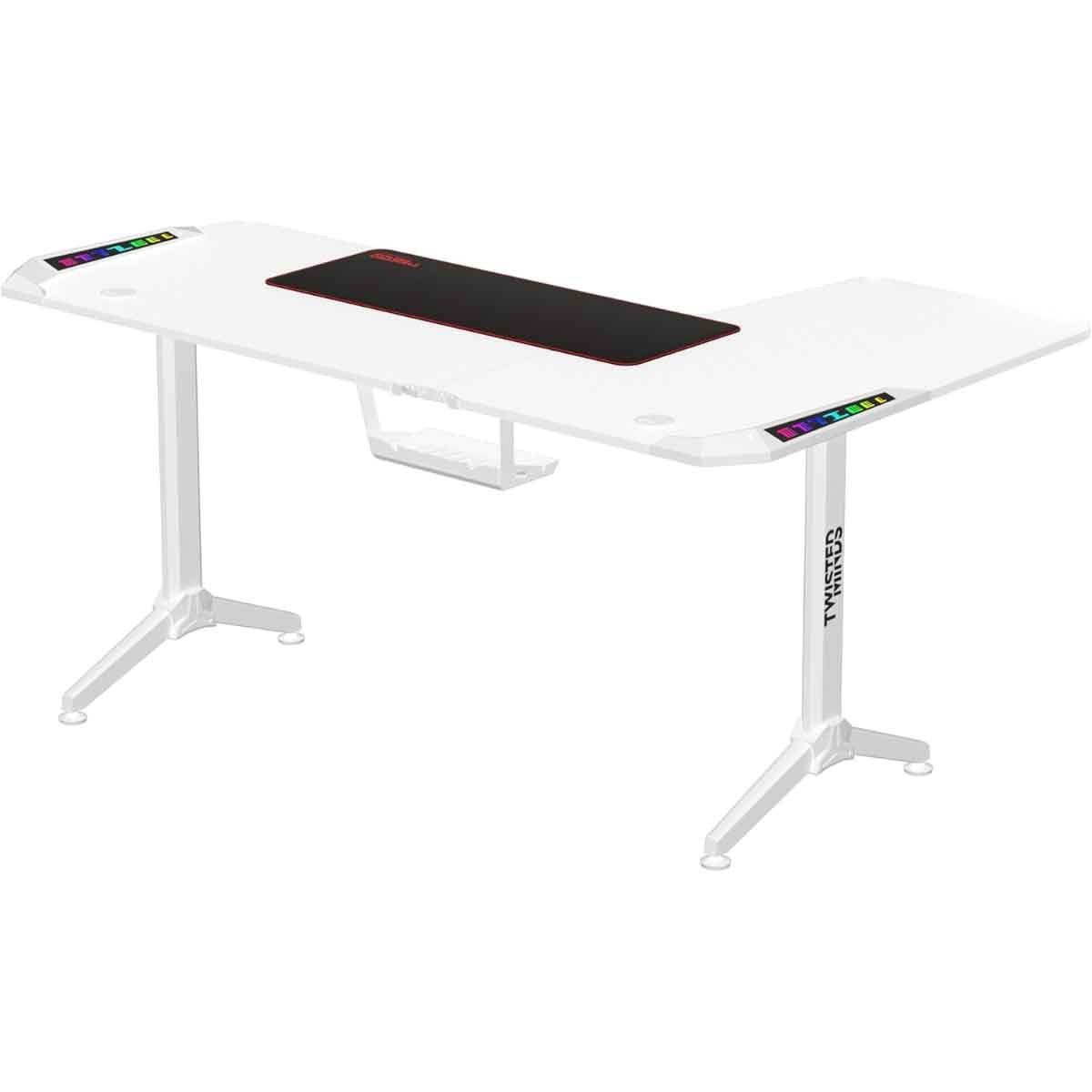تويستد مايندز واريور أبيض مكتب ألعاب RGB شكل حرف L يسار