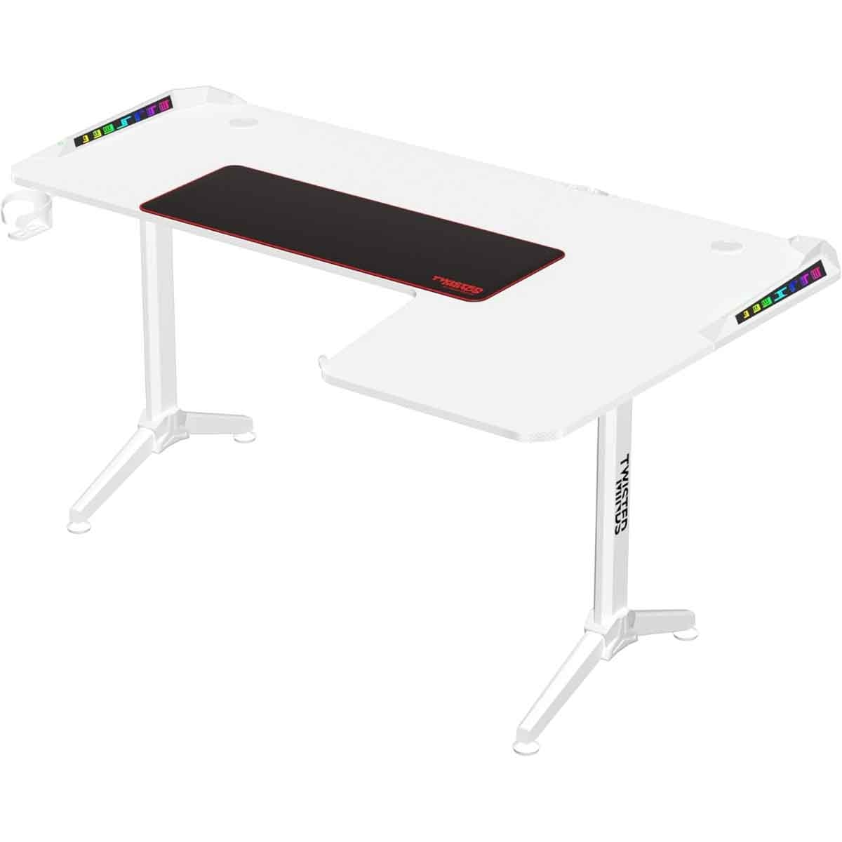 Twisted Minds White Warrior L Shaped RGB Right Gaming Desk