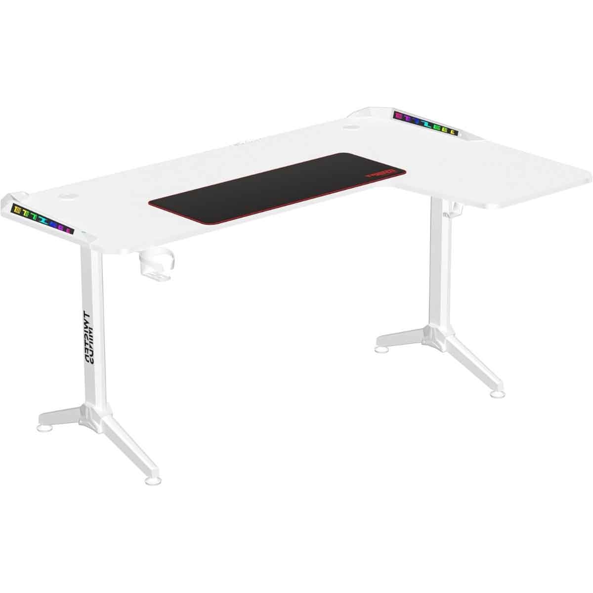 Twisted Minds White Warrior L Shaped RGB Right Gaming Desk
