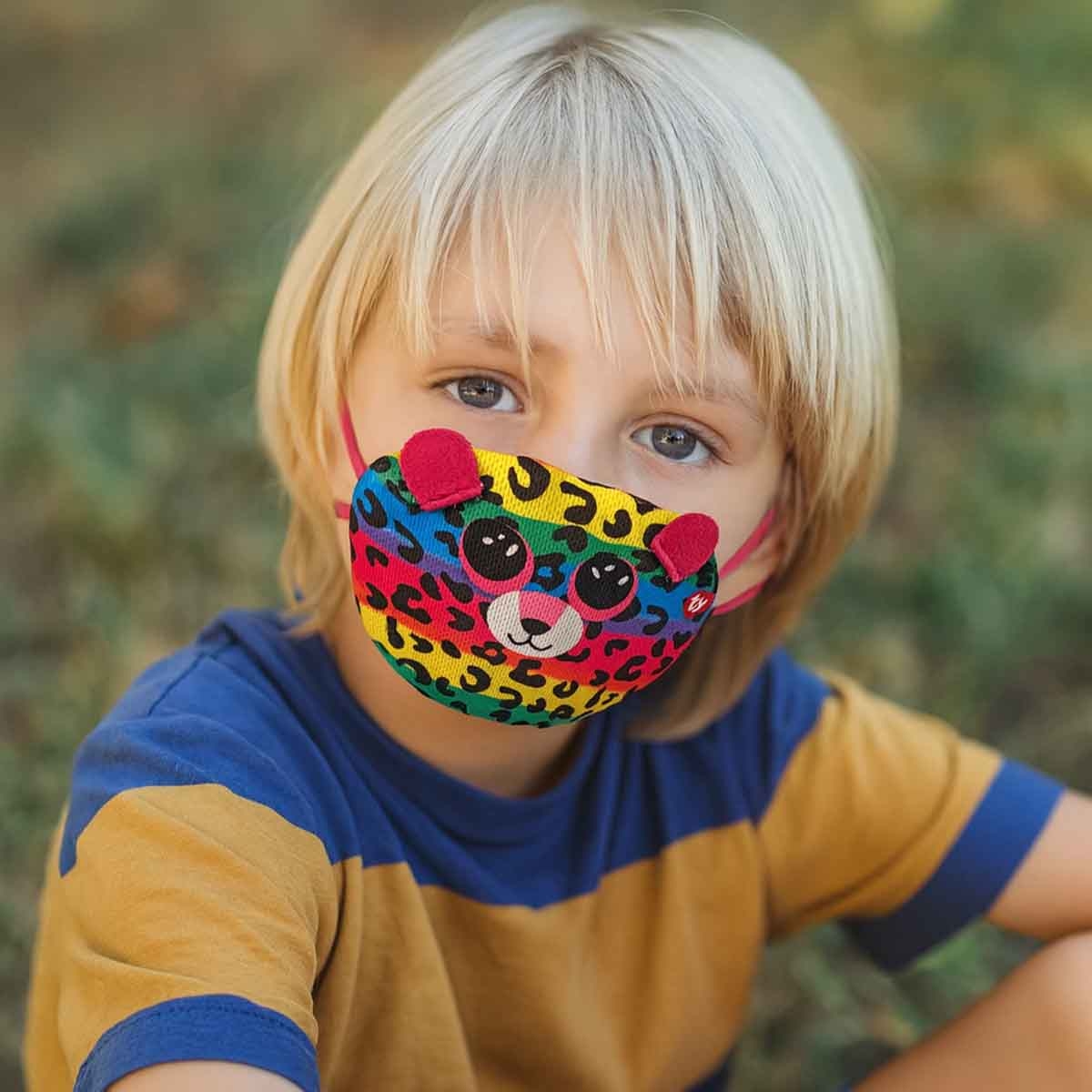 تاي بياني بو كمامة وجه ليوبارد دوتي للجنسين من عمر 3-4 سنوات