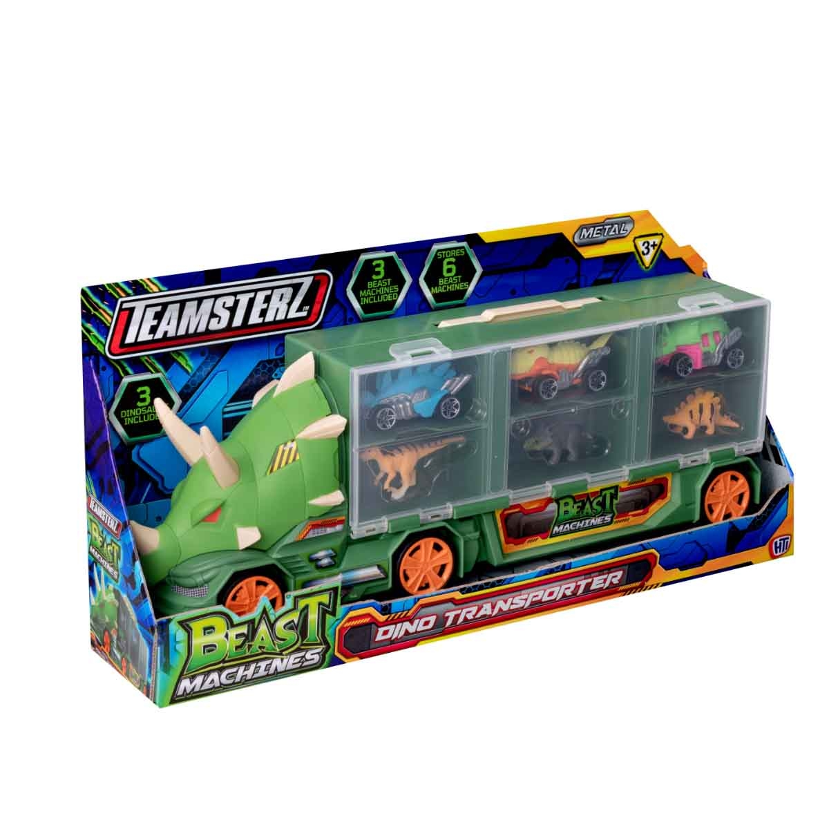 Teamsterz Beats Machines Dino Transporter & 3 Cars Playset Unisex, 3-4 Years