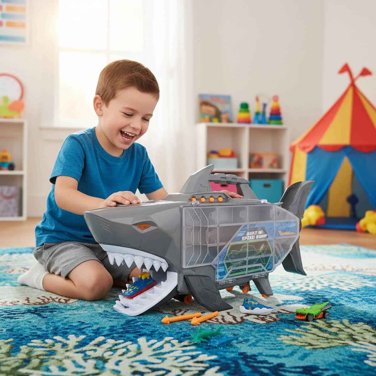 Teamsterz Beast Machine Shark Transporter with Figures & Cars Playset Unisex, 3-4 Years