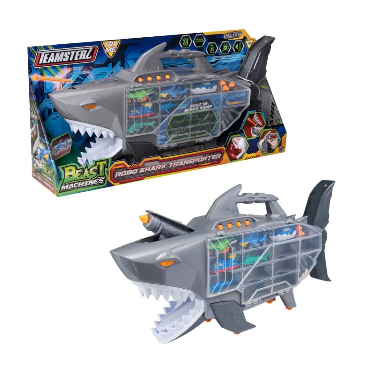 Teamsterz Beast Machine Shark Transporter with Figures & Cars Playset Unisex, 3-4 Years