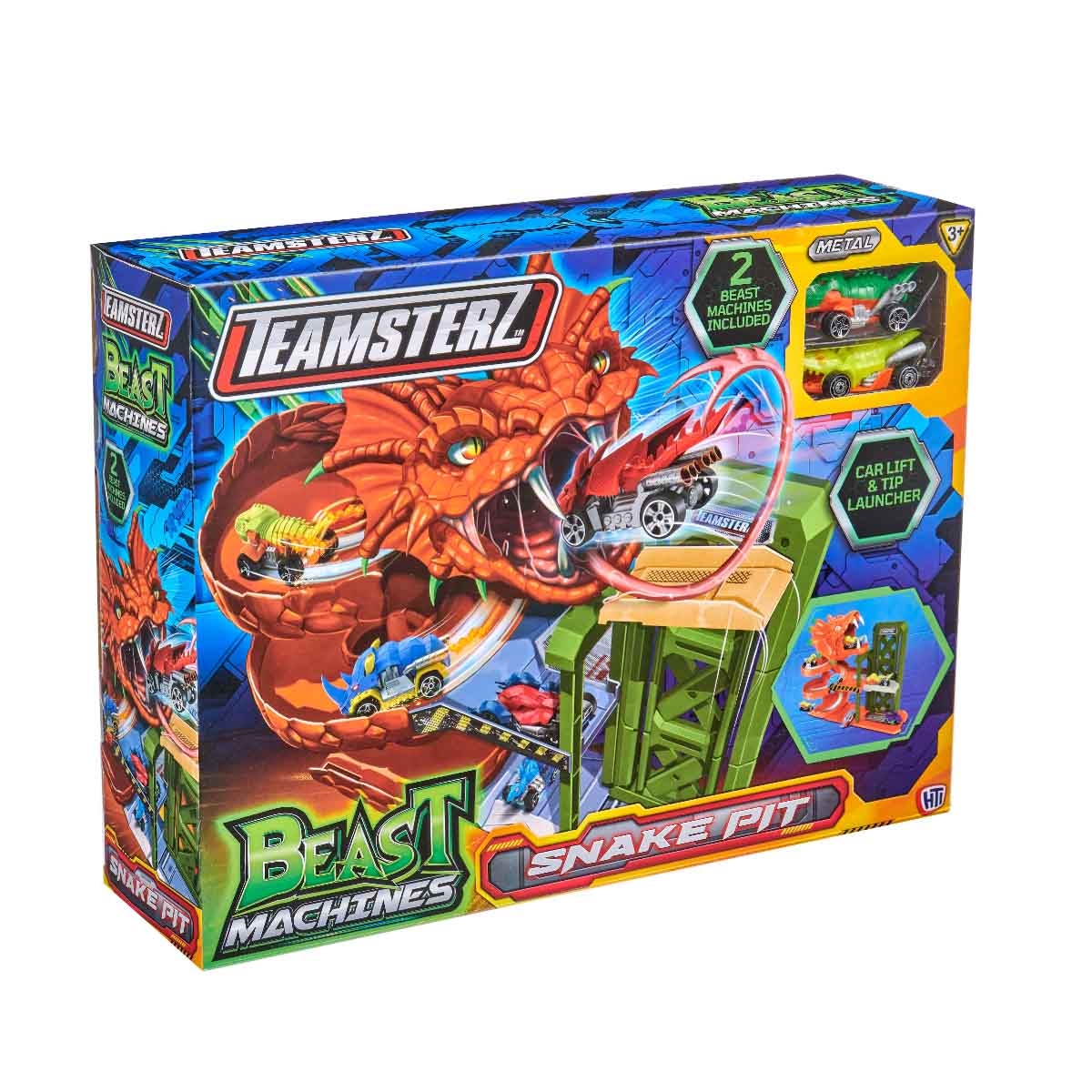 تيمسترز مجموعة بيست ماشين حفرة الأفعى مع سيارتين للجنسين، 3-4 سنوات