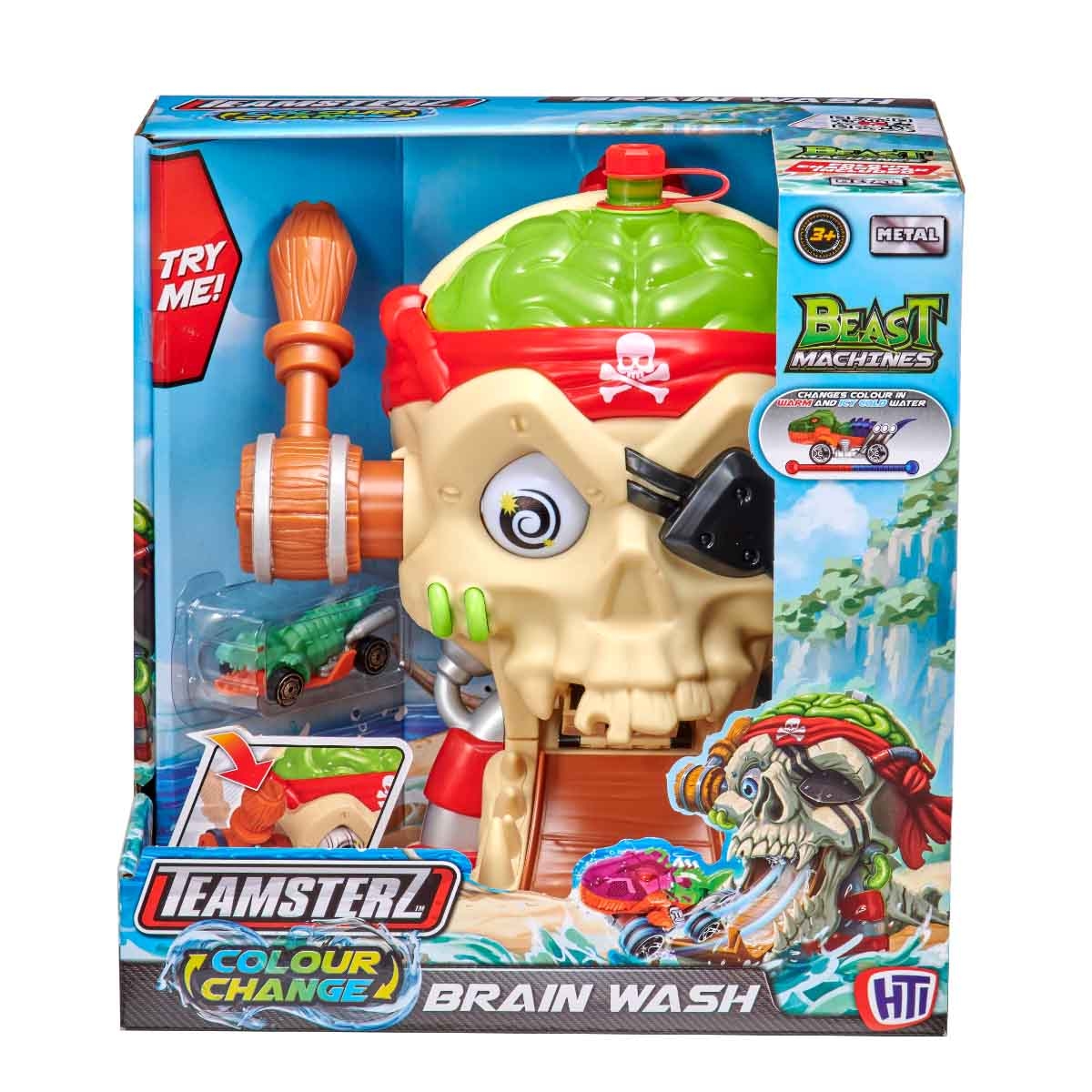 Teamsterz Colour Change Brain Wash & Beast Machine Car Playset Unisex, 3-4 Years