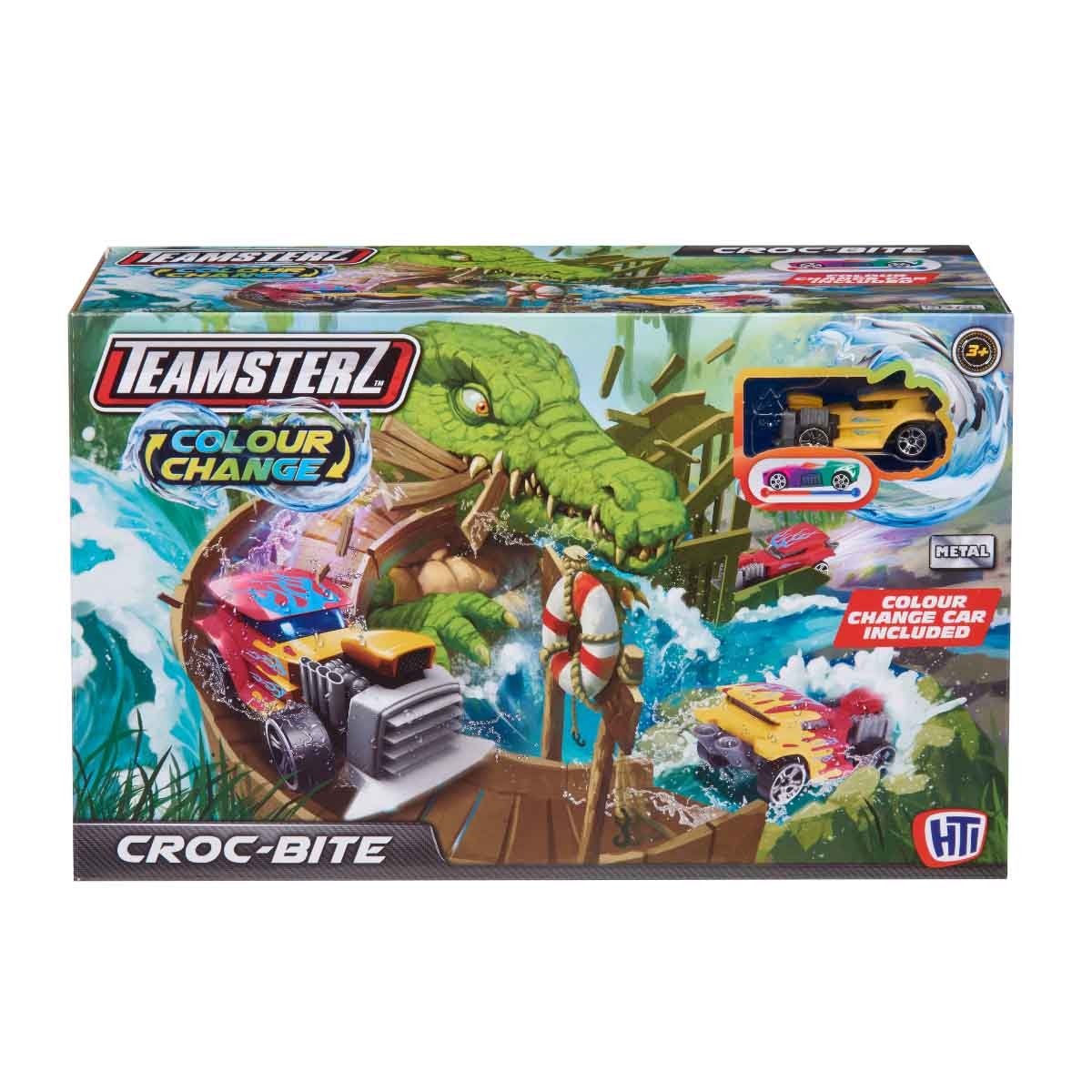 Teamsterz Colour Change Croc Bite & Car Playset Unisex, 3-4 Years