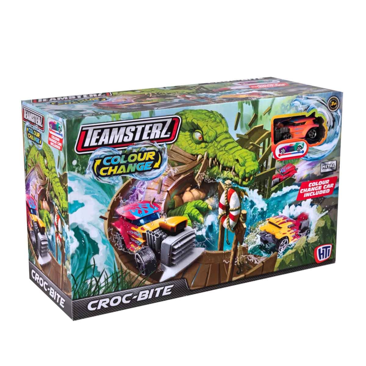 Teamsterz Colour Change Croc Bite & Car Playset Unisex, 3-4 Years