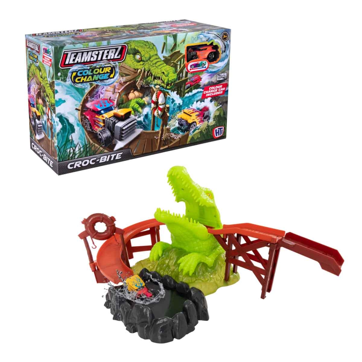 Teamsterz Colour Change Croc Bite & Car Playset Unisex, 3-4 Years