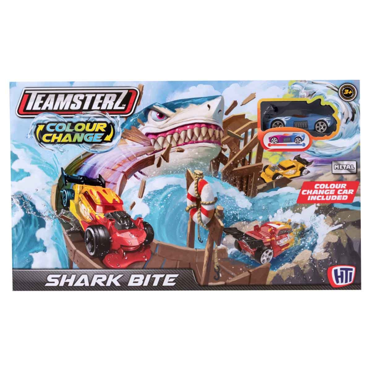 Teamsterz Colour Change Shark Bite & Car Playset Unisex, 3-4 Years