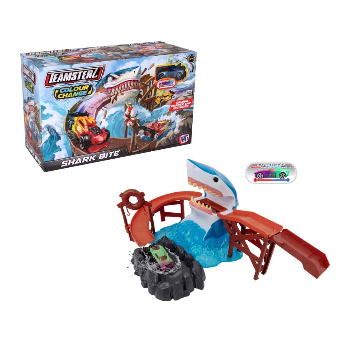 Teamsterz Colour Change Shark Bite & Car Playset Unisex, 3-4 Years
